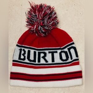 Burton Red and White Pom-Pom Beanie